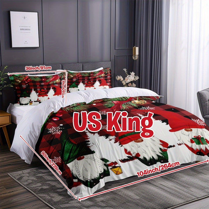 Conjunto Cama Natal Três Peças Capa Edredão Impressão