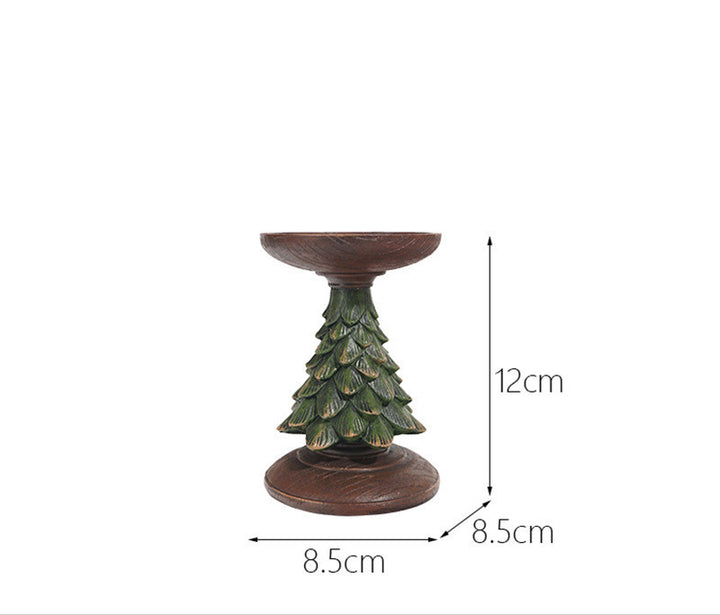 Resin Wooden Christmas Tree Candle Holder Base Figurine Christmas Decorations Candlestick Craft Home Living Room Decor by 253444