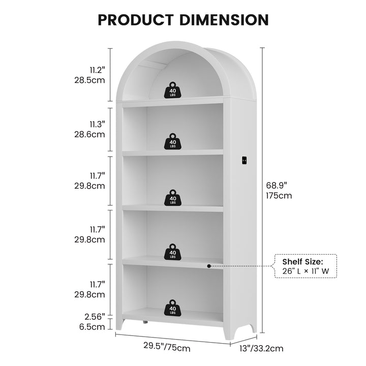 Estante Alta Arqueada Com 5 Prateleiras MDF Organização