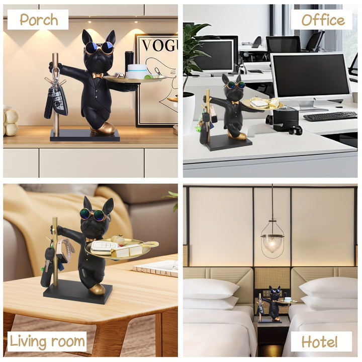 Bandeja De Resina Bulldog Porta Chaves Estatueta Decoracao