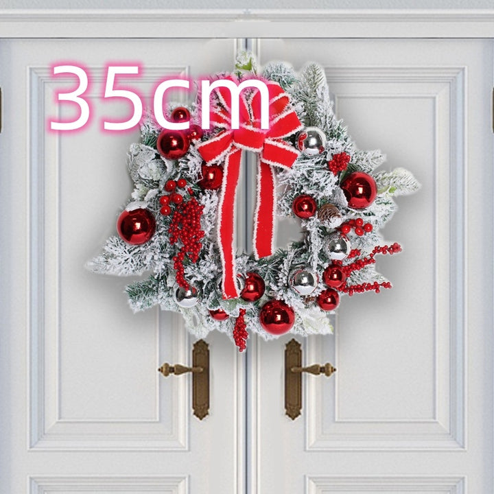 New Flocking Wreath Outdoor Decoration Door Hanging Christmas Wreath Rattan by 253444