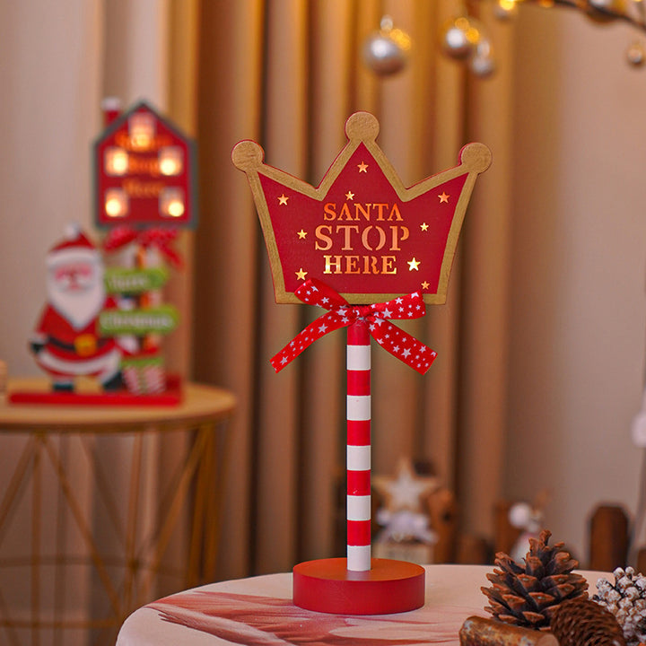 Christmas Road STOP Decorative Lights Wooden Atmosphere Led Colored Lamp by 253444