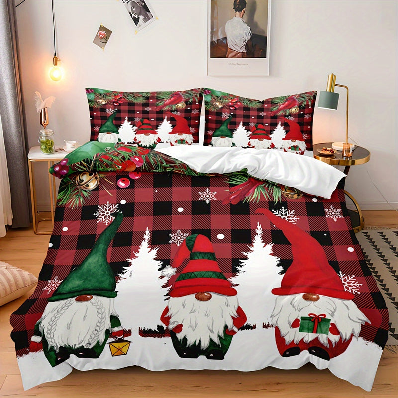 Conjunto Cama Natal Três Peças Capa Edredão Impressão