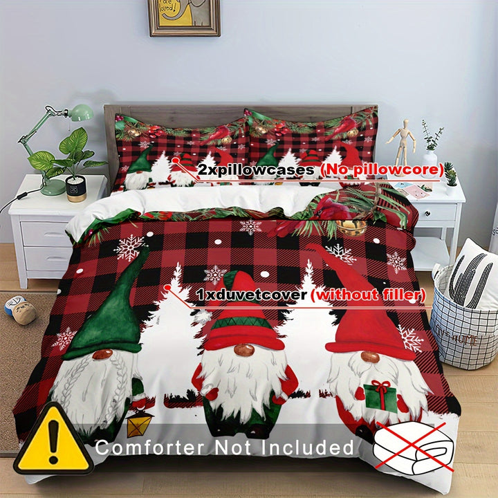Conjunto Cama Natal Três Peças Capa Edredão Impressão