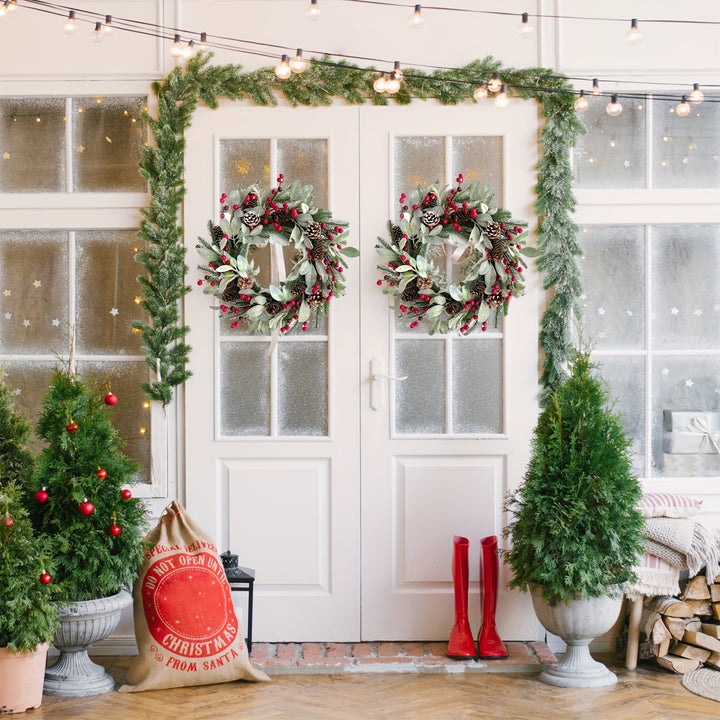 Guirlanda De Natal Clássica Para Porta Da Frente Sem Luz by Casa Perfeita
