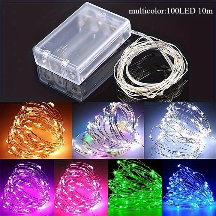 Luzes de Fio de Cobre com LEDs Bateria Sem Tomada Festas by Casa Perfeita