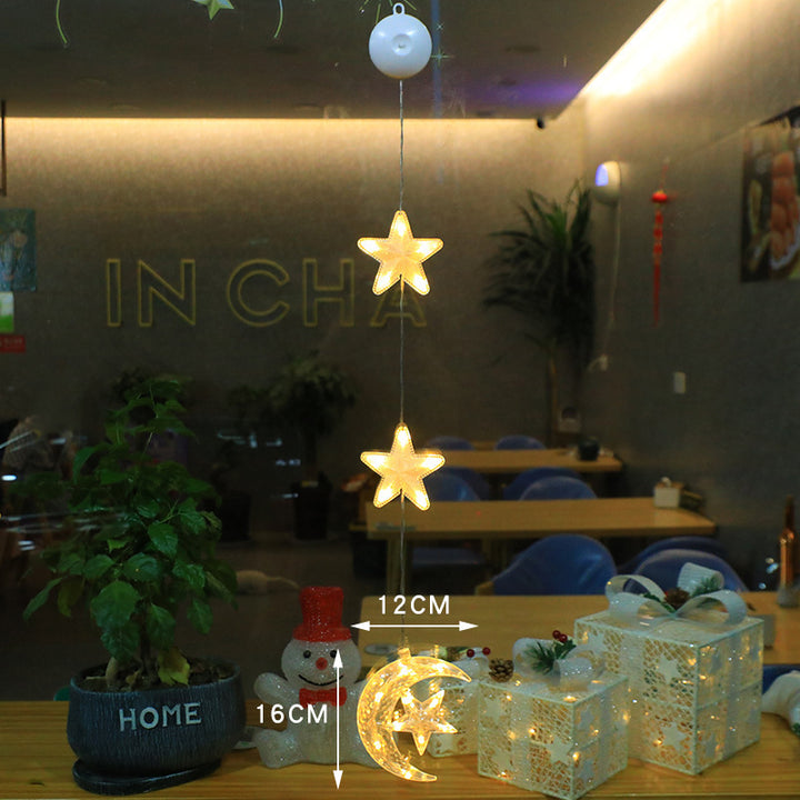 Christmas 3pcs LED Light Star Xmas Tree Hanging Sucker Lamp Window Ornaments Decoration For Home Xmas Navidad New Year Decor Christmas Decorations by 253444
