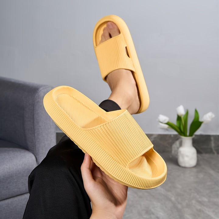 Women's Solid Color Flat Slides, Slip On Soft-sole Minimalist Shoes, Comfy & Casual Summer Light Shoes by Casa Perfeita