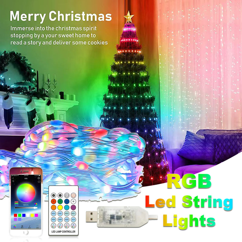 Christmas Light String Remote Control Point Control Line Light String Intelligent Lamp String Ambient Decor Lights by 253444
