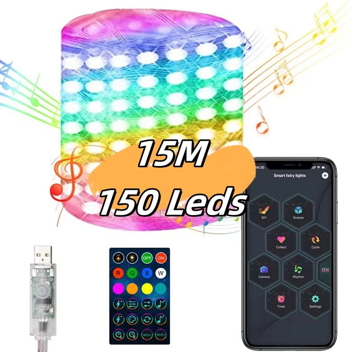 Christmas Light String Remote Control Point Control Line Light String Intelligent Lamp String Ambient Decor Lights by 253444