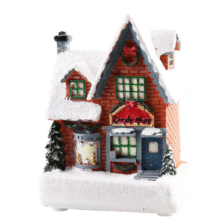 Christmas Decorations Resin Small House Luminous Ornaments by 253444