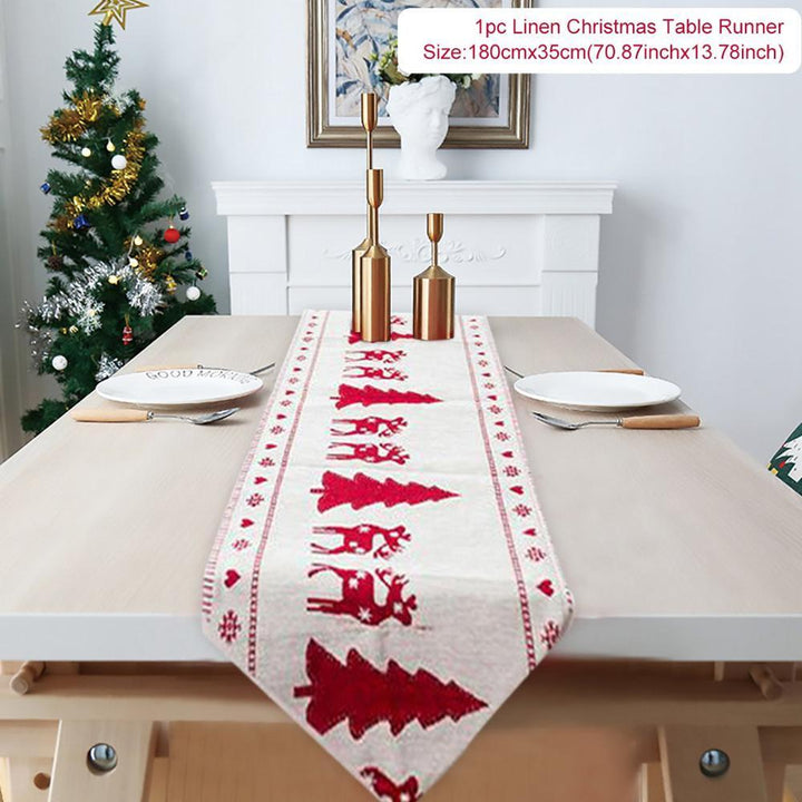 Cotton and linen embroidery Christmas table runner by 253444