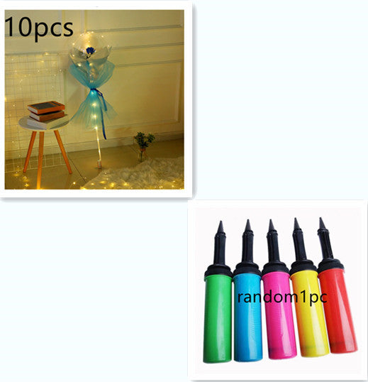 Buquê Rosas Balões LED Luminosos Transparente Bobo Ball