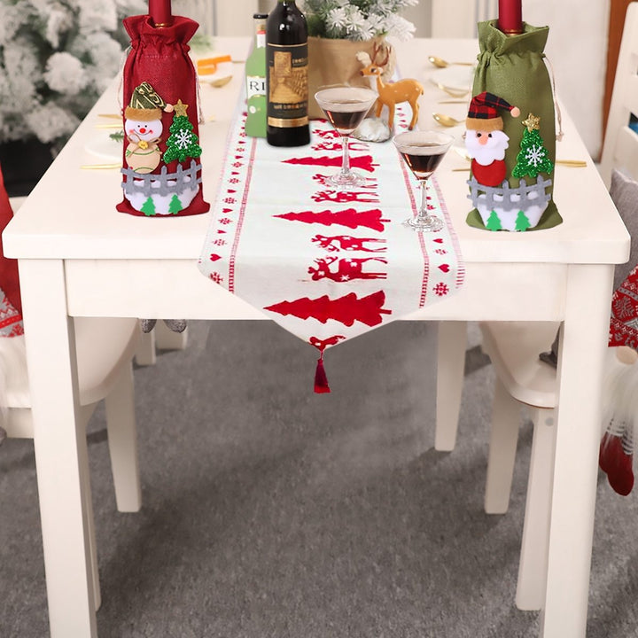 Christmas Elk Snowman Table Runner Merry Christmas Decorations by 253444