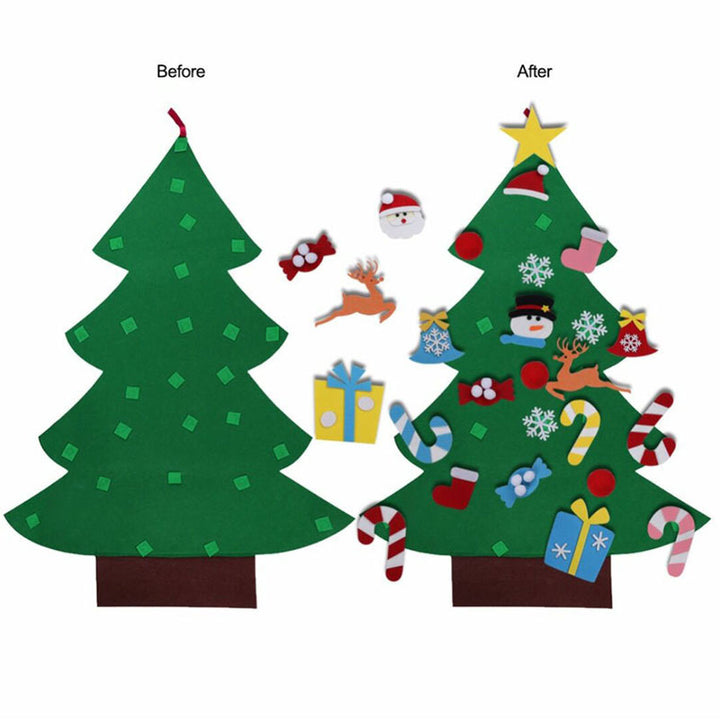 DIY Felt Christmas Tree New Year Toddler Kids Handmade Gift Toys Door Wall Hanging Ornaments Holiday Party Home Decor Set by 253444