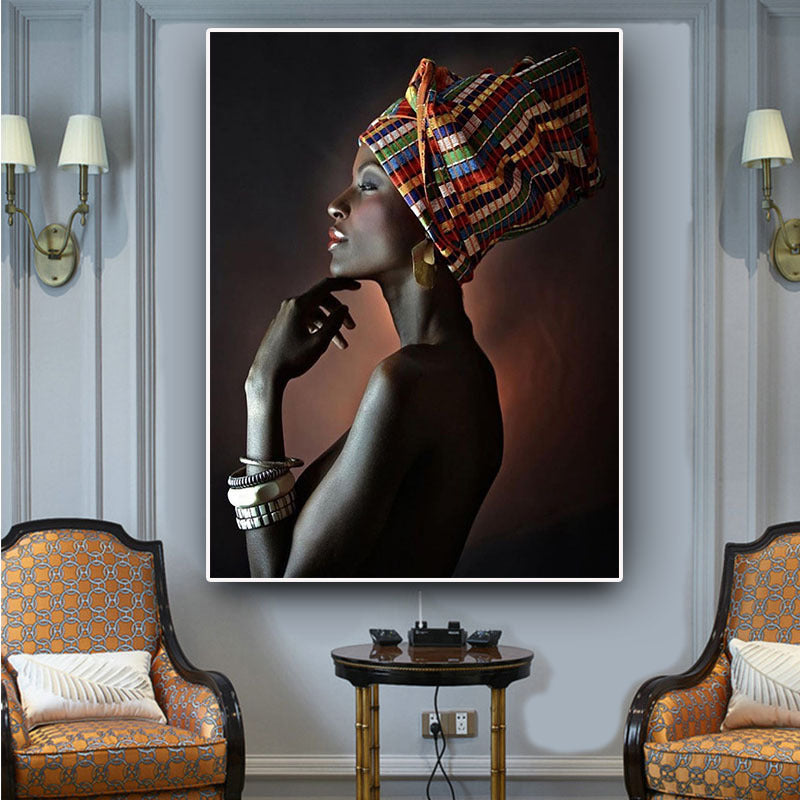 African woman model art deco painting by CASA PERFEITA
