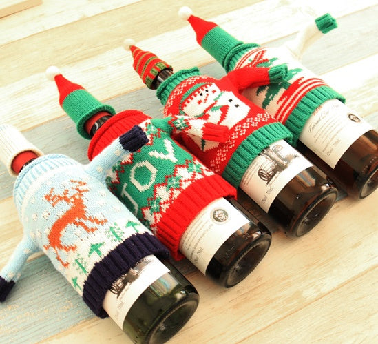 Knitted Christmas Bottle Set by 253444