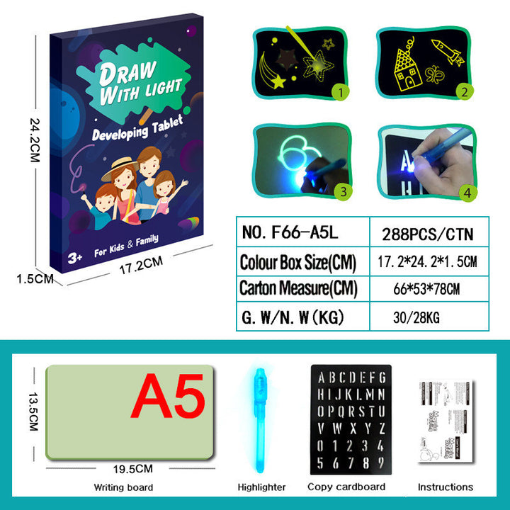 Quadro Mágico Luminoso 3D: Desenhe com Luz e Sem Bagunça! Brinquedo Educativo