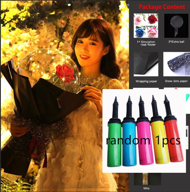 Buquê Rosas Balões LED Luminosos Transparente Bobo Ball