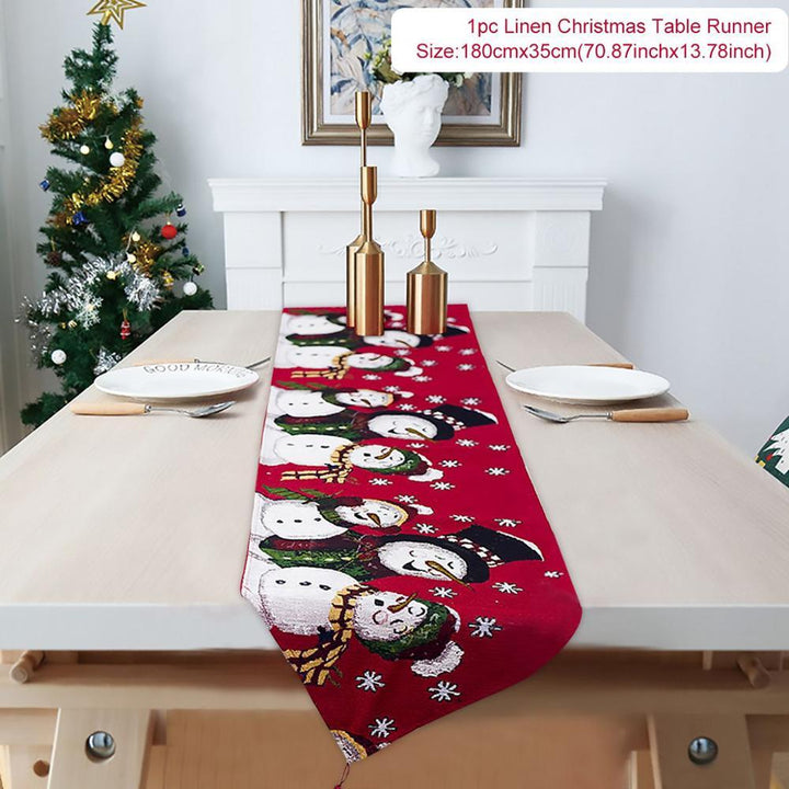 Cotton and linen embroidery Christmas table runner by 253444
