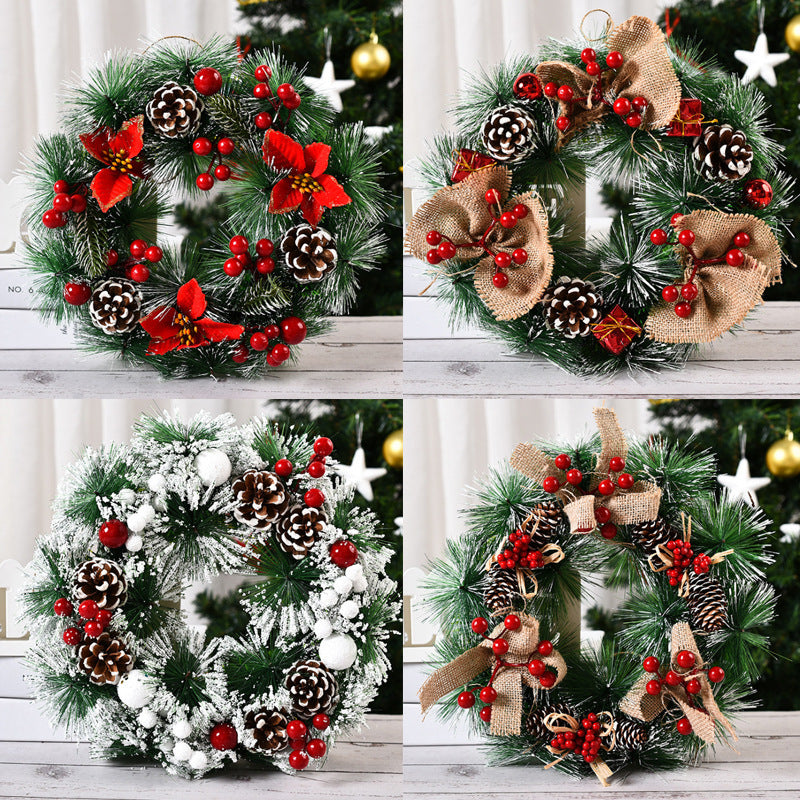 Christmas Artificial Pinecone Red Berries Wreath Front Door Window Decoration by 253444