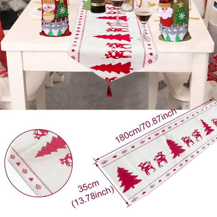 Cotton and linen embroidery Christmas table runner by 253444