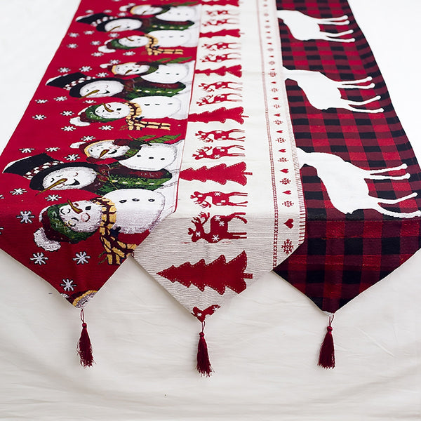 Christmas Elk Snowman Table Runner Merry Christmas Decorations by 253444