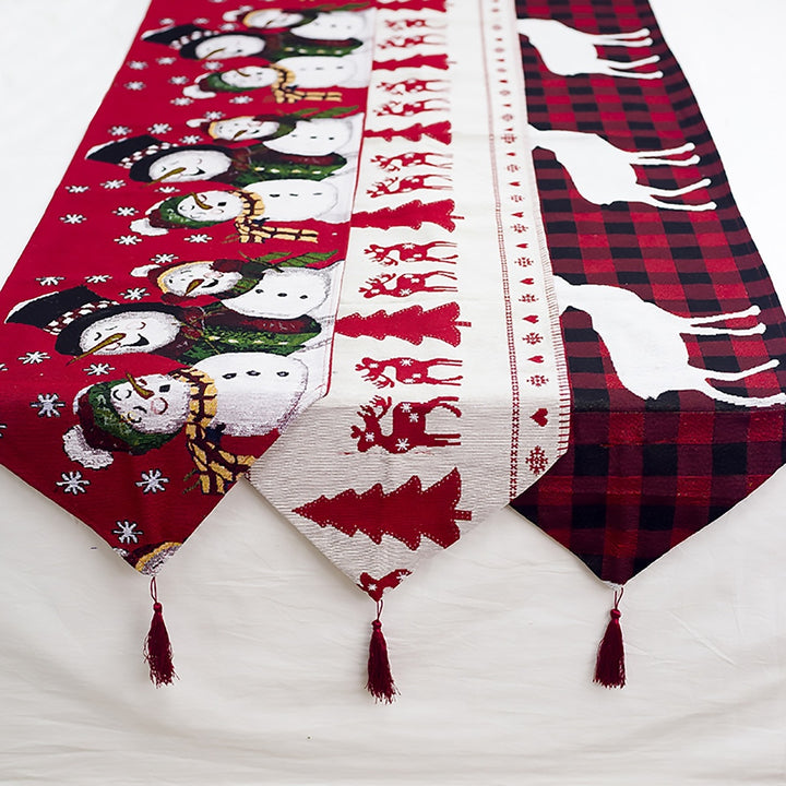 Christmas Elk Snowman Table Runner Merry Christmas Decorations by 253444