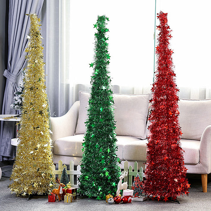 Artificial Tinsel Up Christmas Tree With Stand Gorgeous Collapsible Artificial Christmas Tree For Christmas Decorations by 253444