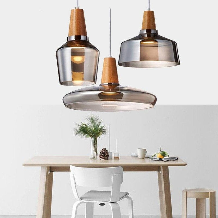 Modern Led Glass Pendant Light Fixture With Wood Vintage Rustic Hanging Lamp For Cafe Bar Restaurant Home Deco Loft Lighting by CASA PERFEITA