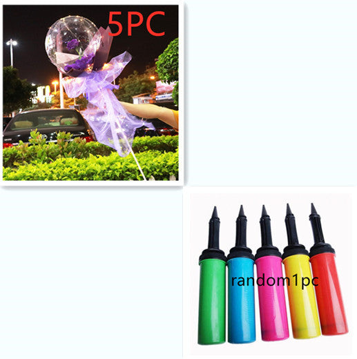 Buquê Rosas Balões LED Luminosos Transparente Bobo Ball