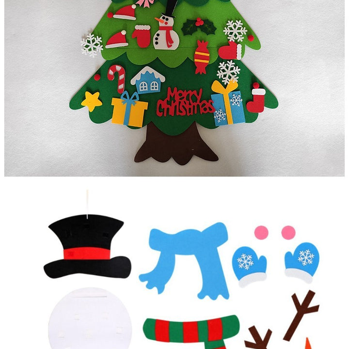 DIY Felt Christmas Tree New Year Toddler Kids Handmade Gift Toys Door Wall Hanging Ornaments Holiday Party Home Decor Set by 253444
