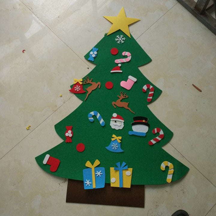 DIY Felt Christmas Tree New Year Toddler Kids Handmade Gift Toys Door Wall Hanging Ornaments Holiday Party Home Decor Set by 253444