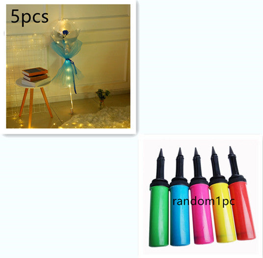 Buquê Rosas Balões LED Luminosos Transparente Bobo Ball