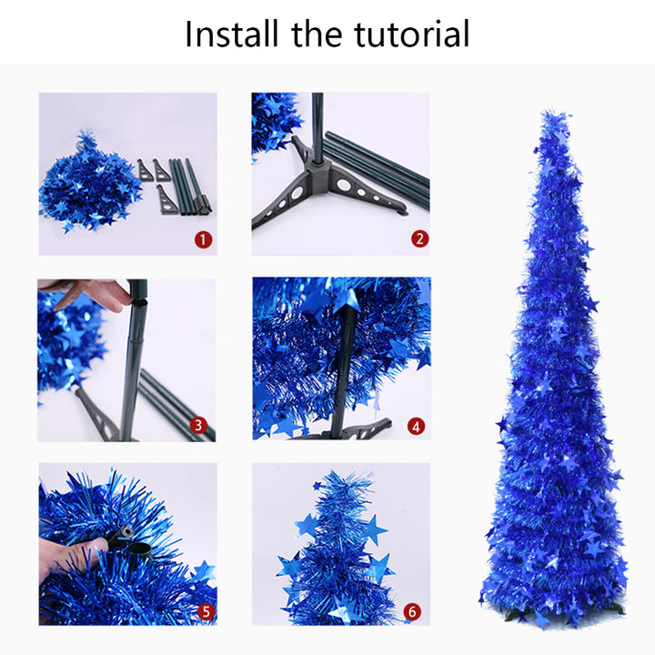 Artificial Tinsel Up Christmas Tree With Stand Gorgeous Collapsible Artificial Christmas Tree For Christmas Decorations by 253444