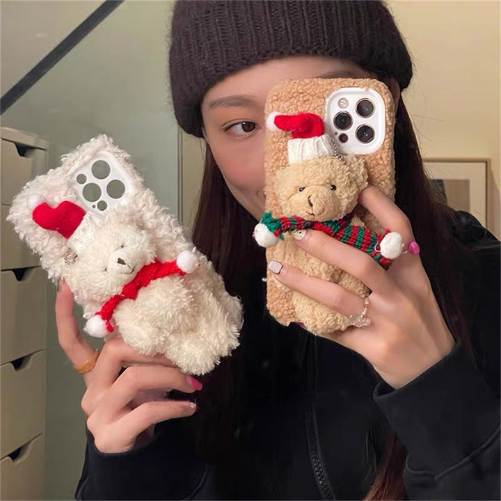 Capa de Telefone Urso Pelúcia Natal em TPU iPhone Bonita