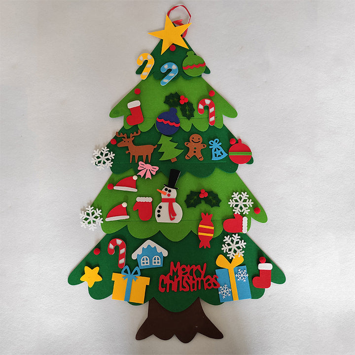 DIY Felt Christmas Tree New Year Toddler Kids Handmade Gift Toys Door Wall Hanging Ornaments Holiday Party Home Decor Set by 253444