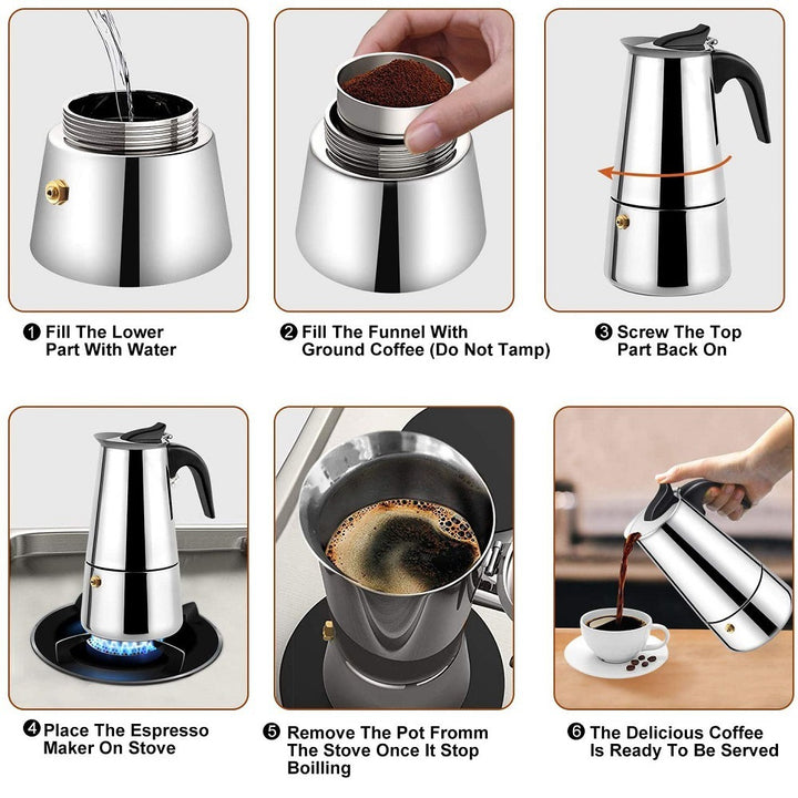 Straight Cylinder Mocha Pot Stainless Steel Italian Coffee Pot