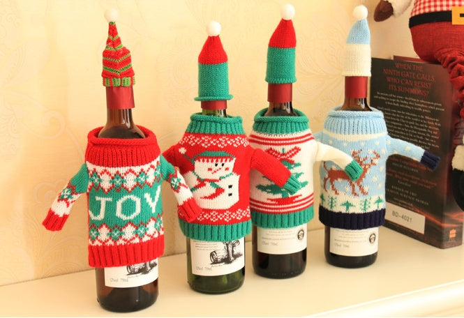 Knitted Christmas Bottle Set by 253444
