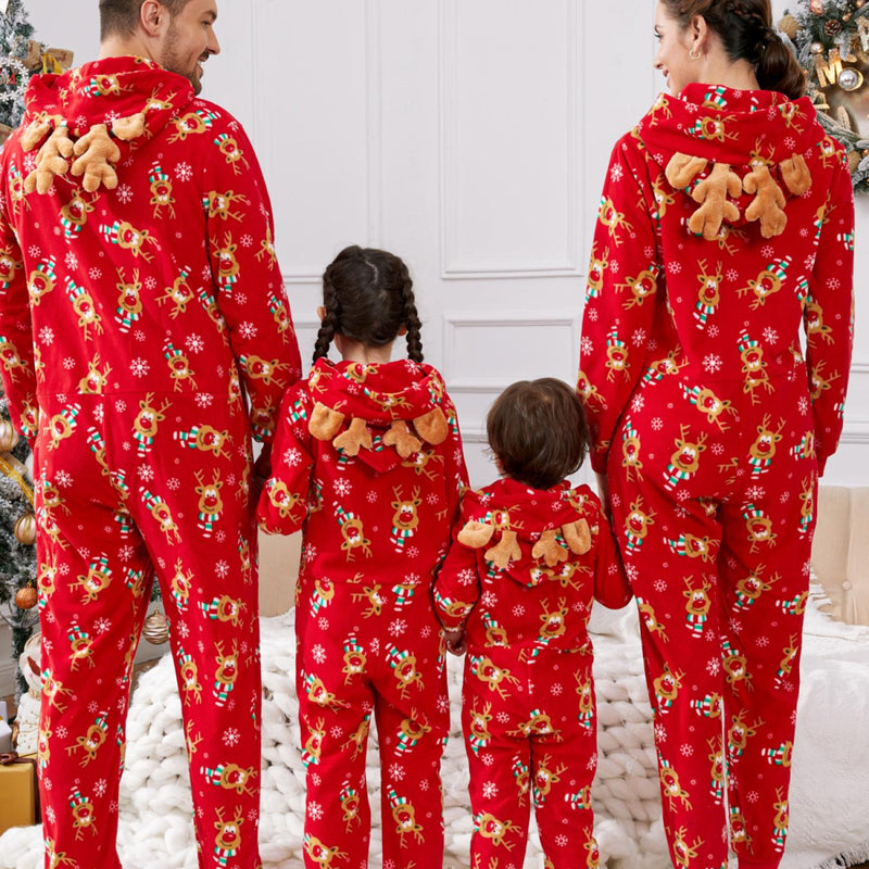PatPat Kit Onesies Familiares Inverno Capuz 3D Veado