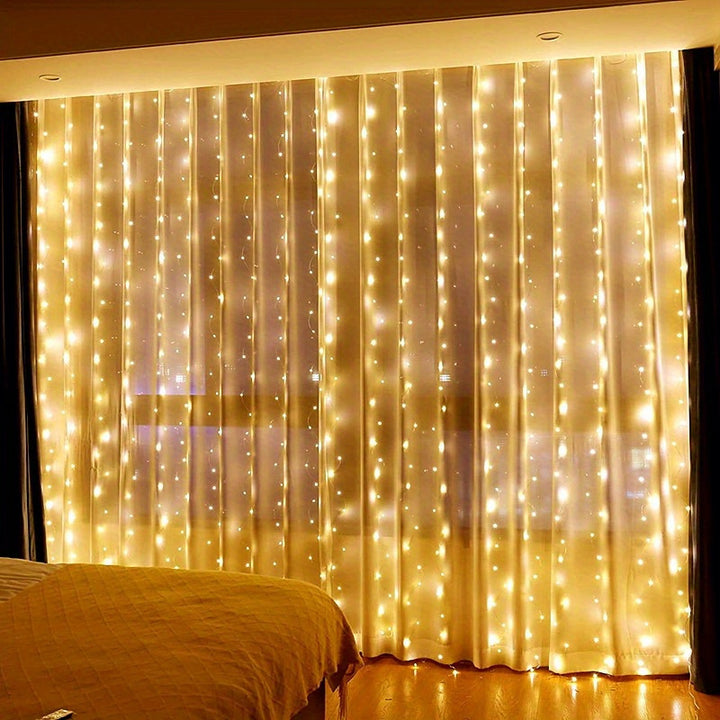 Luzes De Cortina 200 LEDs Branco Quente Casa HIUAN Remoto by Casa Perfeita