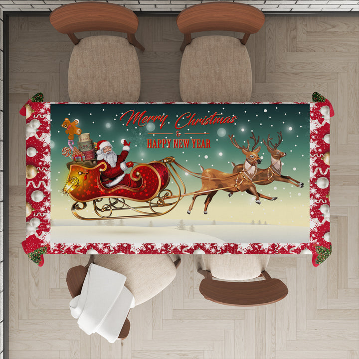 Toalha De Mesa De Natal Papai Noel E Renas Poliester