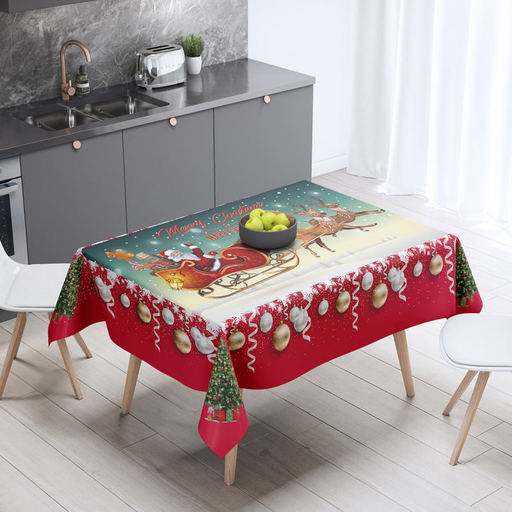 Toalha De Mesa De Natal Papai Noel E Renas Poliester