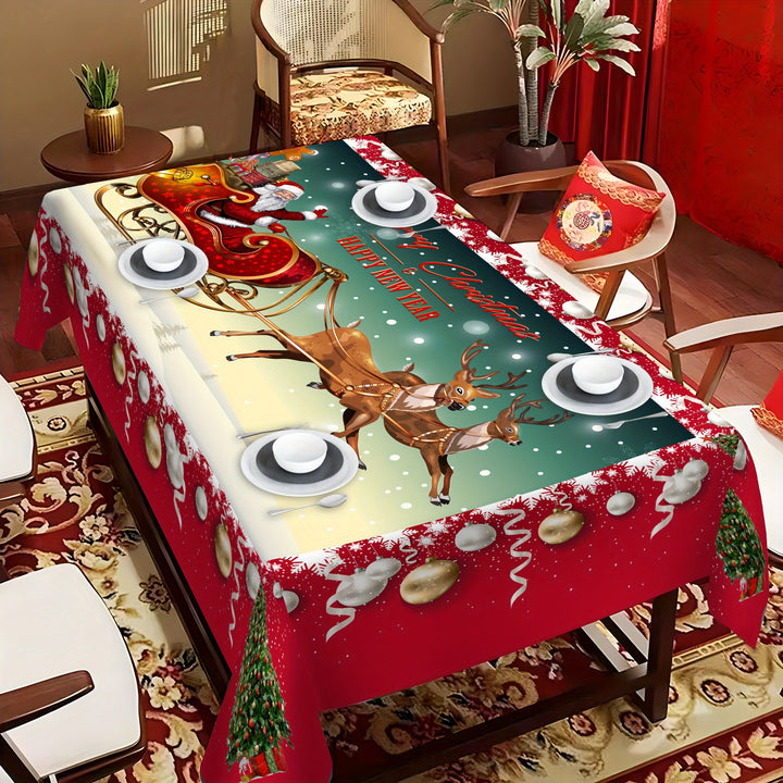 Toalha De Mesa De Natal Papai Noel E Renas Poliester