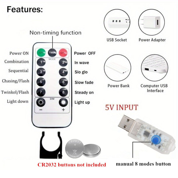 Luzes De Cortina 200 LEDs Branco Quente Casa HIUAN Remoto by Casa Perfeita