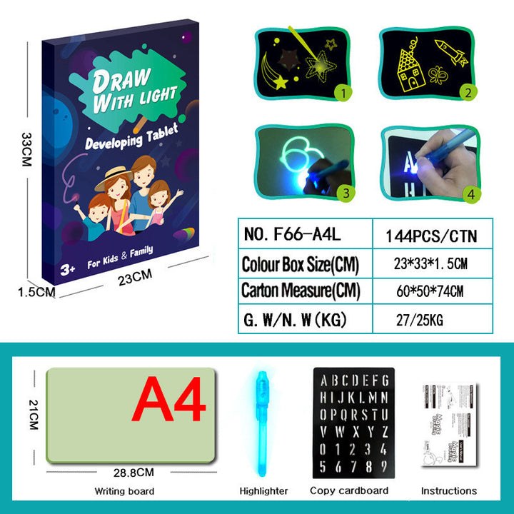 Quadro Mágico Luminoso 3D: Desenhe com Luz e Sem Bagunça! Brinquedo Educativo