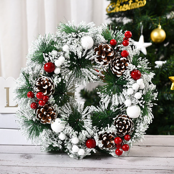 Christmas Artificial Pinecone Red Berries Wreath Front Door Window Decoration by 253444