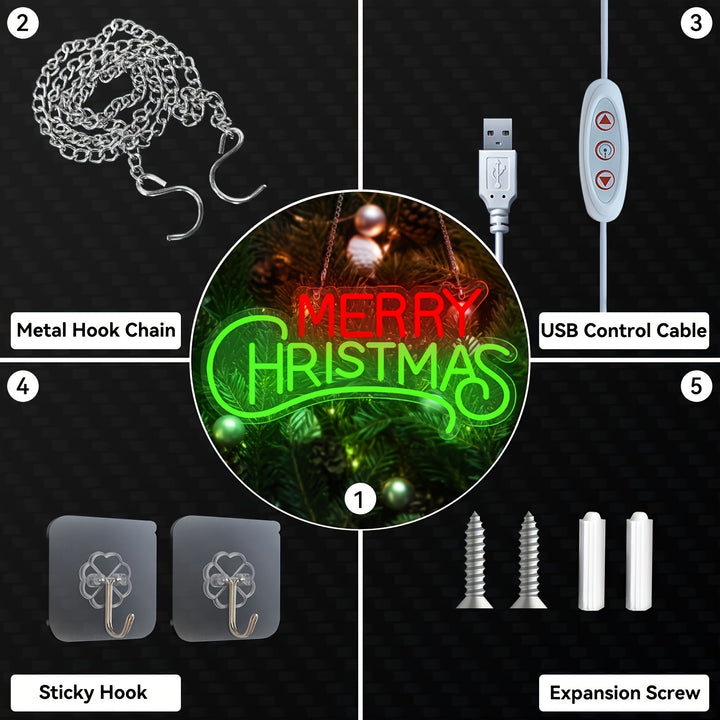 Luz Neon Natal USB Regulável para Quarto e Sala Decorativa