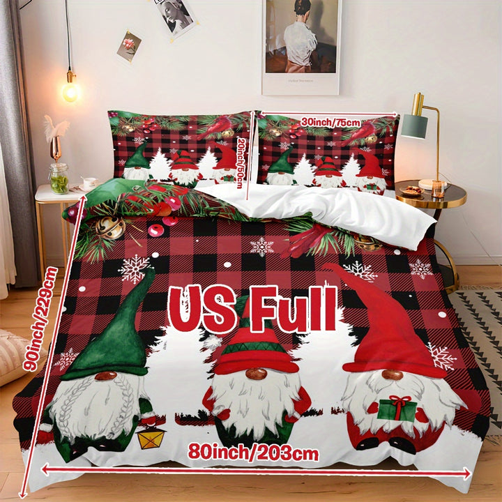 Conjunto Cama Natal Três Peças Capa Edredão Impressão