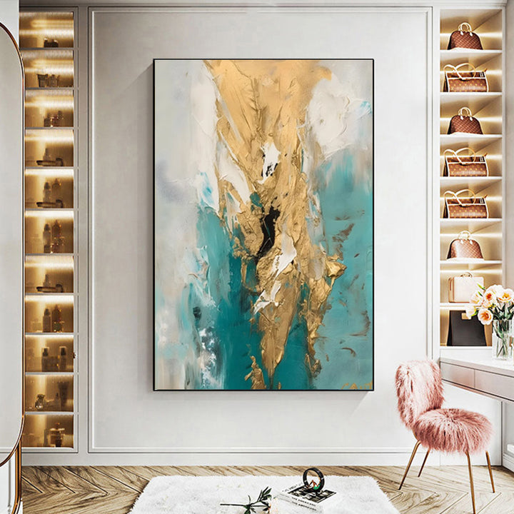 Handmade Oil Painting Canvas Wall Art Decoration Modern Abstract Gold Artwork Room Aesthetic For Home Decor Rolled Frameless Unstretched Painting by 253444